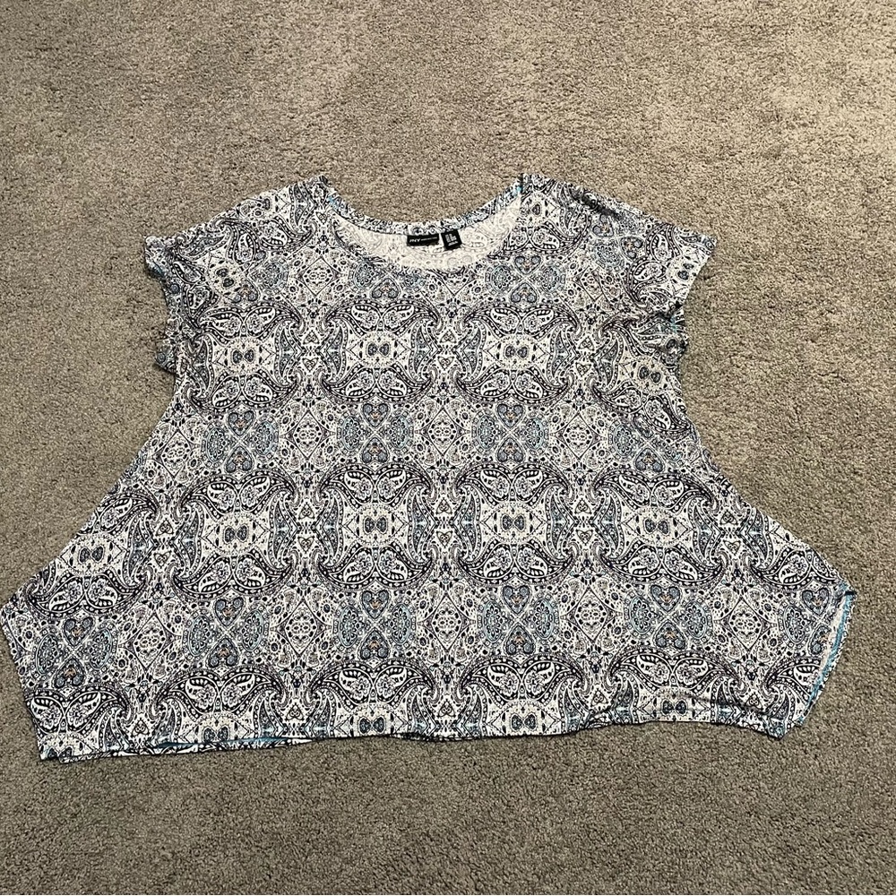 JNY Jones New York Top Shirt sz 3X Blue